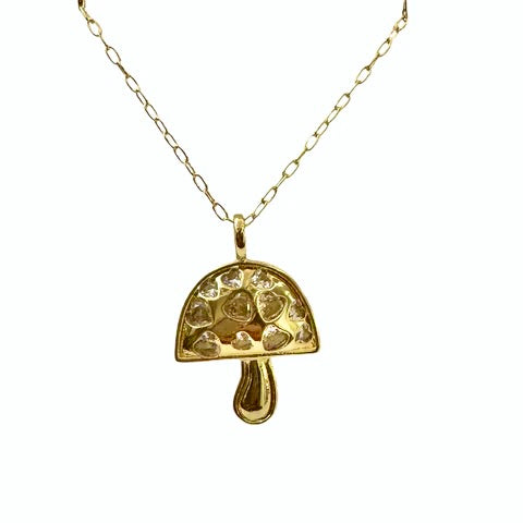 Gold Aminita Mushroom Necklace