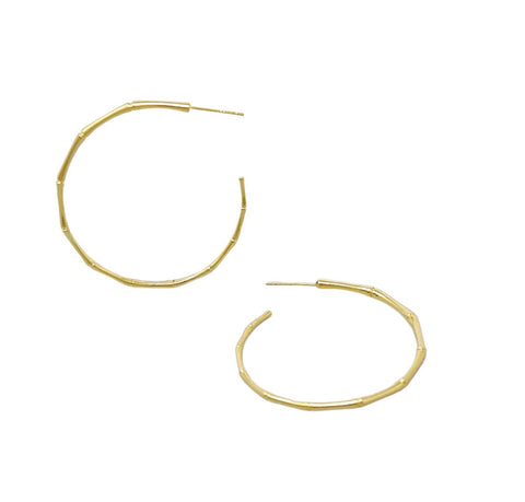 Narrow Bamboo Hoop Earrings