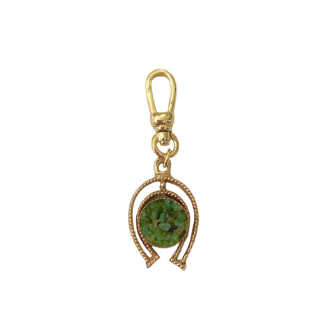 Vintage Horseshoe with Green Agate Stones Charm - Bettina H. Designs
