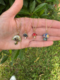 Amanita Black Enamel Mini Mushroom Necklace