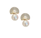 Peacock Double Pearl Earrings - Bettina H. Designs