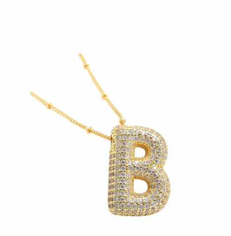 Pave Balloon Letter Necklace