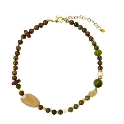 Amber Focal Bead Necklace - Bettina H. Designs