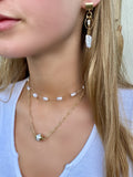 BAE Pearl or Blue and White Enamel Paperclip Necklace - Bettina H. Designs