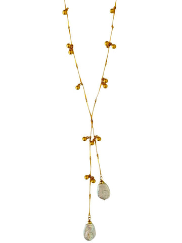 Bettina Beaded Pearl Lariat - Bettina H. Designs