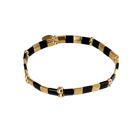 Black and Gold Block Tila Bracelet - Bettina H. Designs