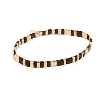 Black and Gold Tila Bracelet - Bettina H. Designs