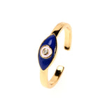 Chance Blue Enamel Evil Eye Ring - Bettina H. Designs