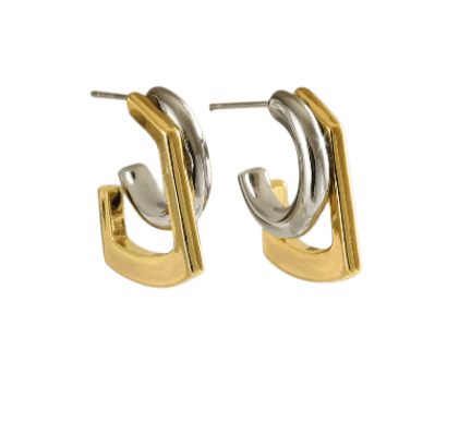 Duet Mixed Metal Earrings - Bettina H. Designs