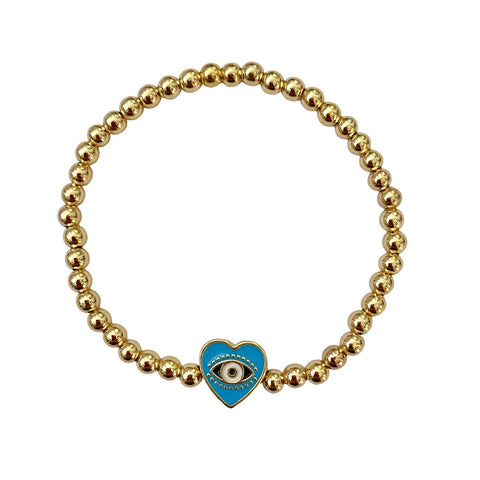 Freddie Nazar Evil Eye Beaded Heart Bracelet (turquoise or white) - Bettina H. Designs