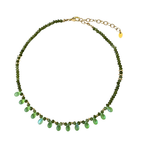 Green Delicate Drop Necklace - Bettina H. Designs