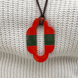 Horn Pendant in Red and Green Striped - Bettina H. Designs