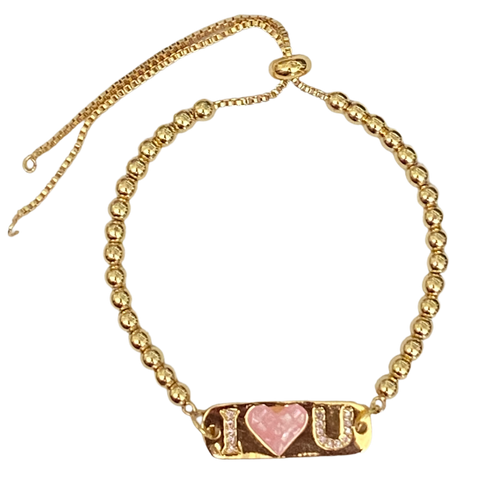 I Heart You Adjustable Bracelet - Bettina H. Designs