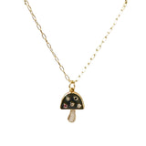 Amanita Black Enamel Mini Mushroom Necklace