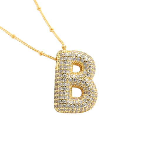 Pave Balloon Letter Necklace