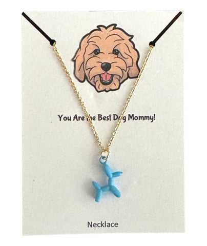 You Are The Best Dog Mom Necklace in Gold or Blue