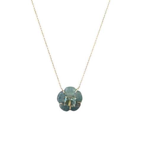 LONDYN AQUA QUARTZ AND AQUAMARINE FLOWER NECKLACE - Bettina H. Designs