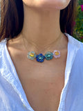 Londyn Lapis Flower Necklace - Bettina H. Designs