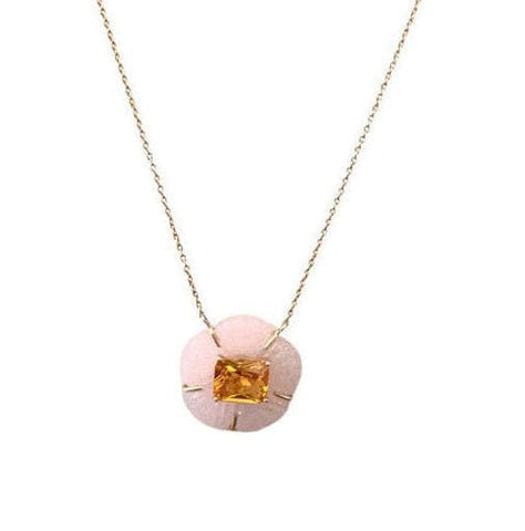 LONDYN PINK QUARTZ AND CITRINE FLOWER NECKLACE - Bettina H. Designs