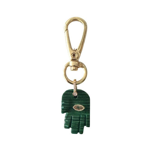 Malachite Hamsa Bag Charm Keychain - Bettina H. Designs