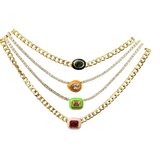 Mix and Match Tennis Necklace/Gold Chain with Gems - Bettina H. Designs