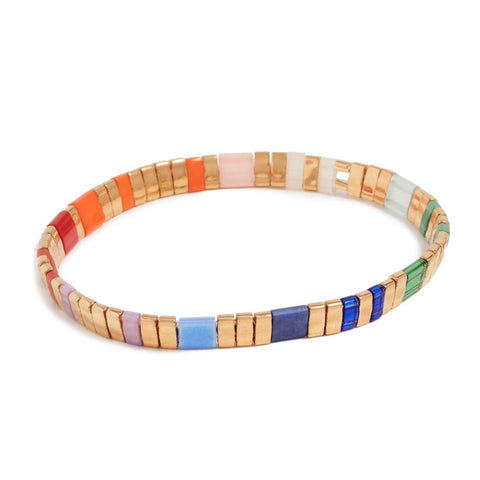 Multi - Color Gold Tila Bracelet - Bettina H. Designs