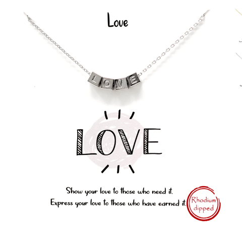 Sliding Love Letter Blocks Necklace in Silver or Gold Plated - Bettina H. Designs