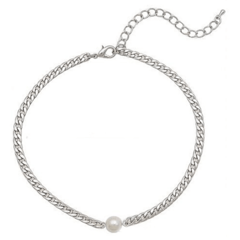 Strong and Sweet Pearl and Chain Choker - Bettina H. Designs