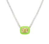 Tennis Necklace with Lemon Lime Gem - Bettina H. Designs