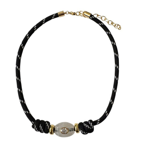 The Knotted Black Cord Moon Necklace - Bettina H. Designs