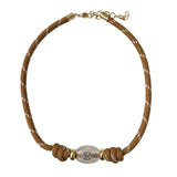 The Knotted Brown Cord Moonstone Necklace - Bettina H. Designs