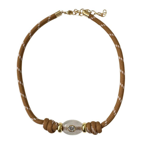 The Knotted Brown Cord Moonstone Necklace - Bettina H. Designs