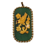 Vintage Chinese Jade Aventurine Lucky Floral Bird Pendant - Bettina H. Designs