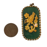 Vintage Chinese Jade Aventurine Lucky Floral Bird Pendant - Bettina H. Designs