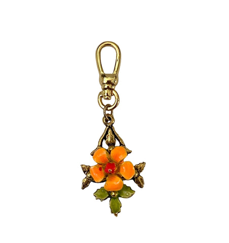 Vintage Floral Hand Painted Enamel Charm - Bettina H. Designs