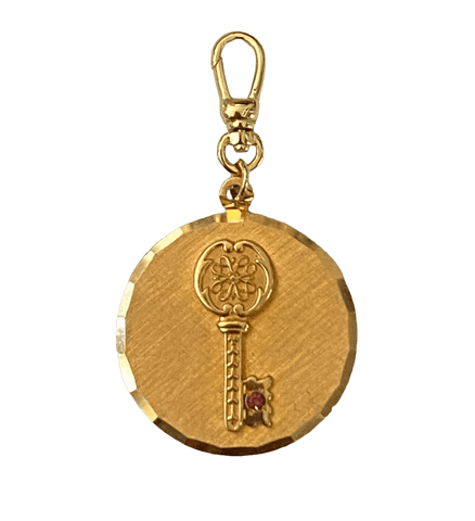 Vintage Key on Etched Gold Pendant - Bettina H. Designs