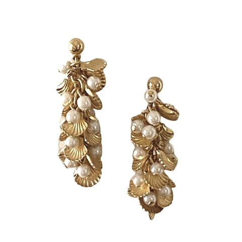 Vintage Pearl and Seashell Earrings - Bettina H. Designs