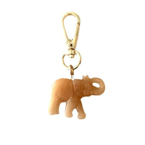 Yellow Jade Elephant Bag Charm Keychain - Bettina H. Designs