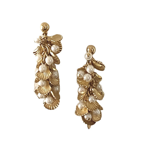 Vintage Pearl and Seashell Earrings - Bettina H. Designs