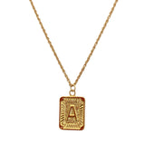 Initial Tile Charm Necklace in Yellow Gold Tone - Bettina H. Designs