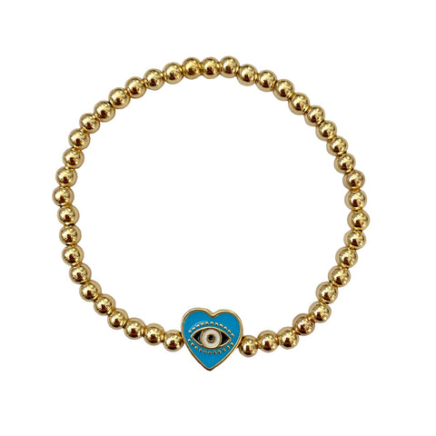 Nazar Evil Eye Heart Bracelet (turquoise or white) - Bettina H. Designs