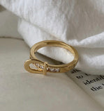 Buckle Up CZ or White Onyx Ring - Bettina's Collection