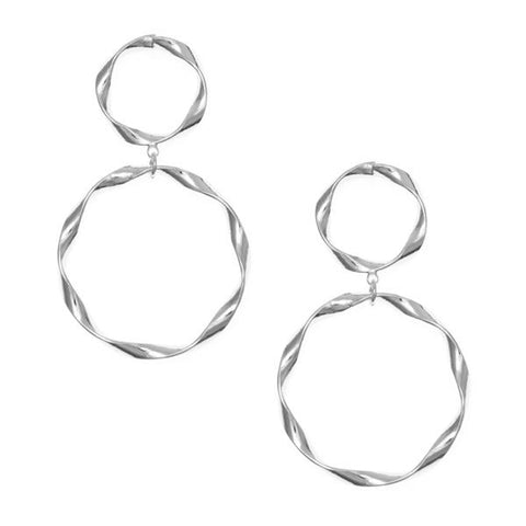 Twisted Double Hoop Earring in Silver or Gold - Bettina's Collection