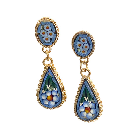 Bellagia Blue and Yellow Mosaic Earrings - Bettina H. Designs