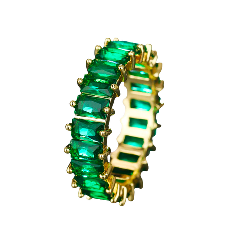 Emerald Green Baguette Ring - Bettina H. Designs