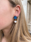 Blue Topaz Pearl Earrings - Bettina H. Designs