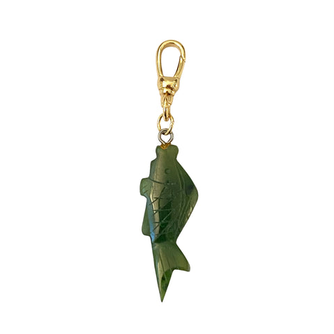 Vintage Jade Flat Carved Fish Pendant - Bettina H. Designs