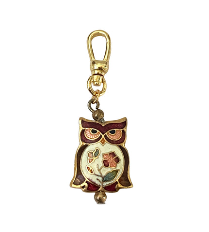 Vintage Puffed Cloisonne Owl Charm - Bettina H. Designs