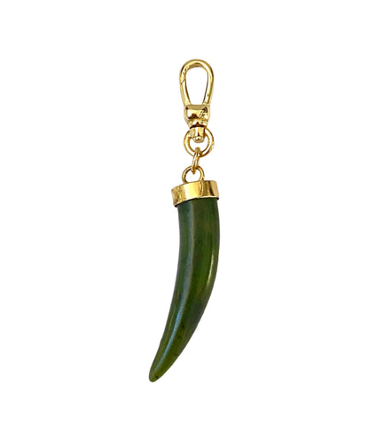 Vintage Semi Precious Green Jade Horn Charm Pendant - Bettina H. Designs