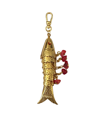 Vintage Articulated Fish with Coral Chips - Bettina H. Designs